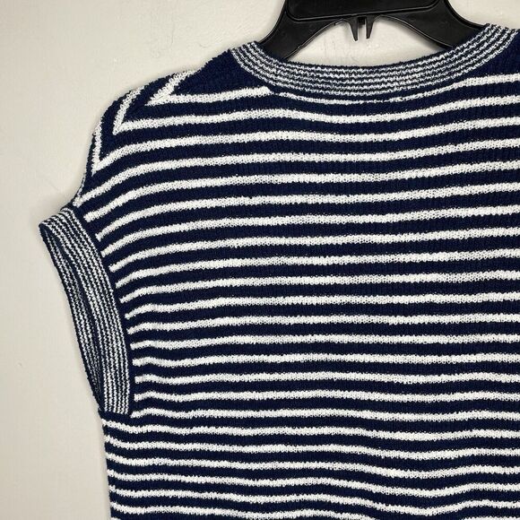 SOLD MADEWELL Sweater Womens Small Ribbed Pocket Knit Tee NEW Navy Stripe NL197 - Picture 7 of 10